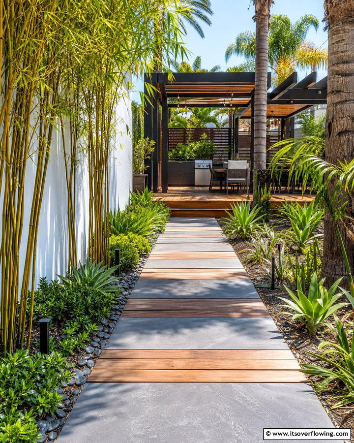 Mixed Materials for Texture - 20 Grey Paver Walkway Ideas for a Modern Landscape