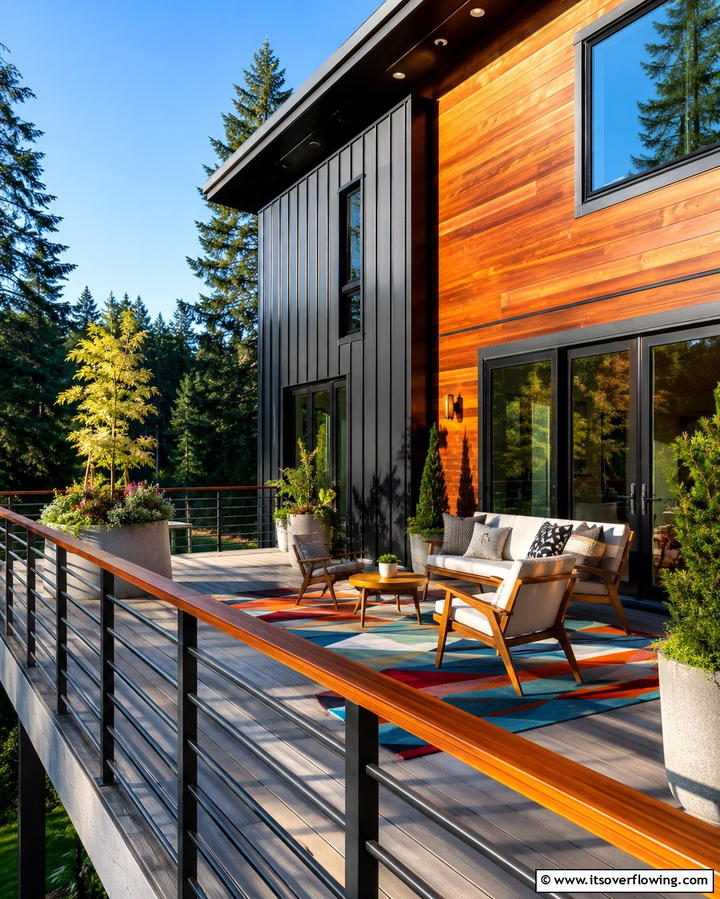 Mixed Materials for a Unique Look - 25 Horizontal Deck Railing Ideas for Modern Homes