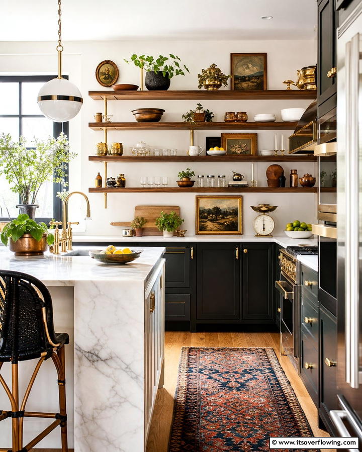 Mixed Materials for an Eclectic Look - 25 Open Shelving Kitchen Ideas for a Modern Look