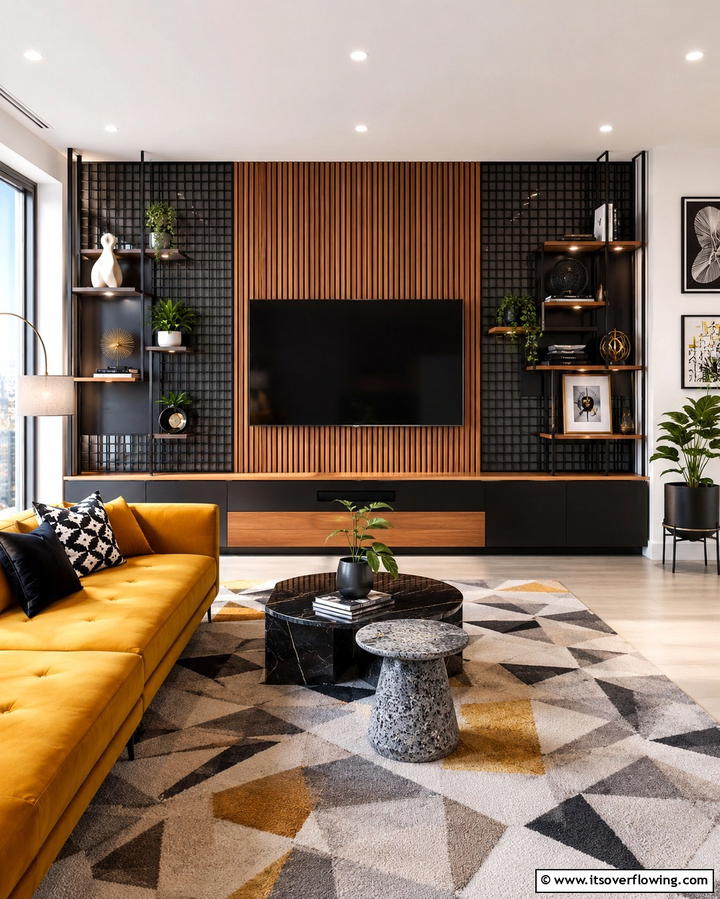 Mixed Materials - 20 TV Accent Wall Ideas to Enhance Your Space