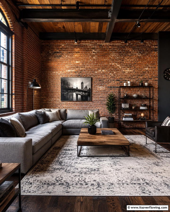 Mixed MaterialsExact - 30 Industrial Living Room Ideas with Urban Charm