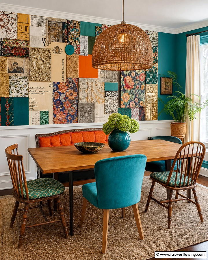 Mixed Media Collages - 25 Dining Room Wall Decor Ideas to Elevate Your Space