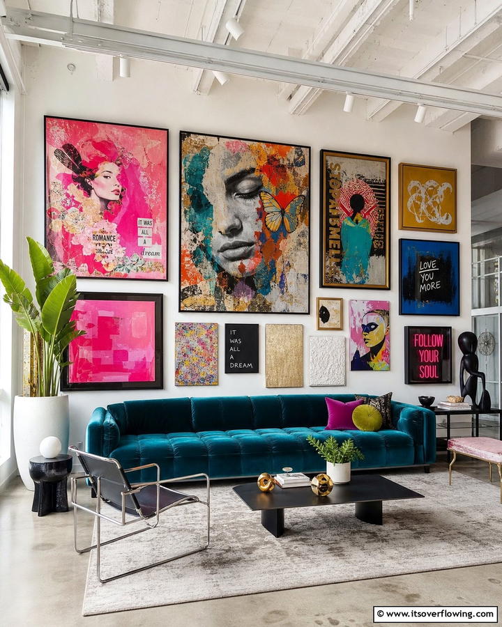 Mixed Media Mural - 21 Gallery Wall Ideas to Display Art and Memories