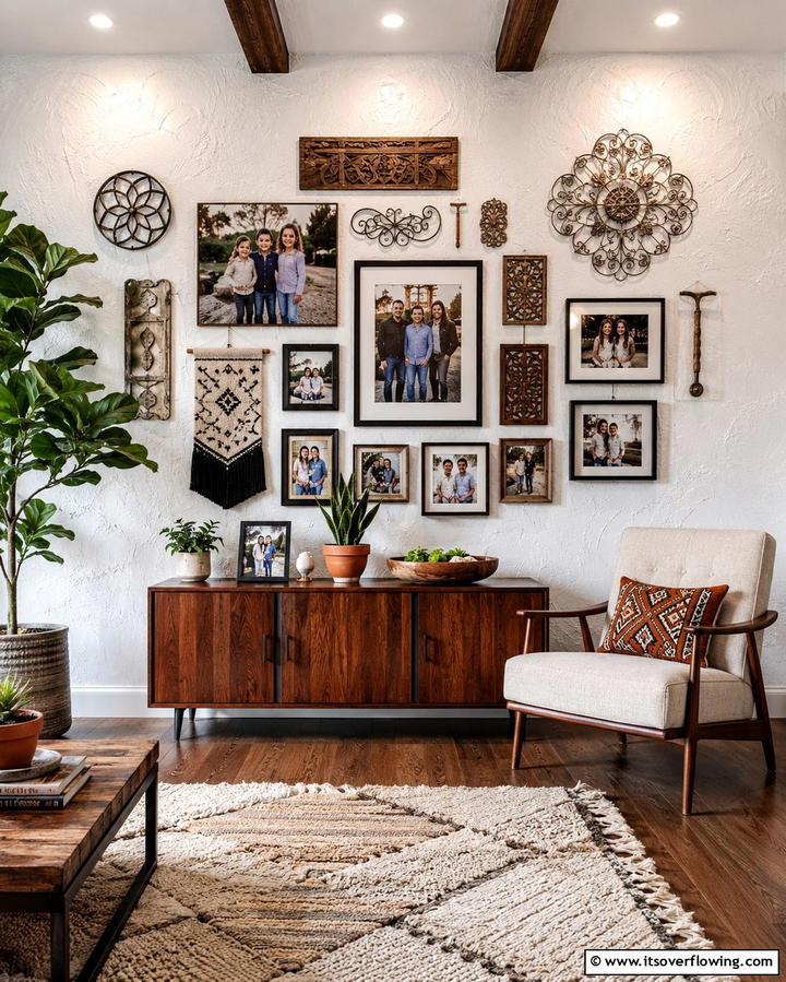 Mixed Media Wall - 30 Family Photo Wall Ideas to Display Memories
