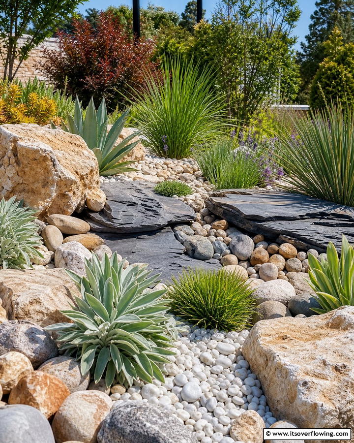 Mixed Texture Rock Garden - 21 Rock Garden Designs for Low-Maintenance Landscape Beauty