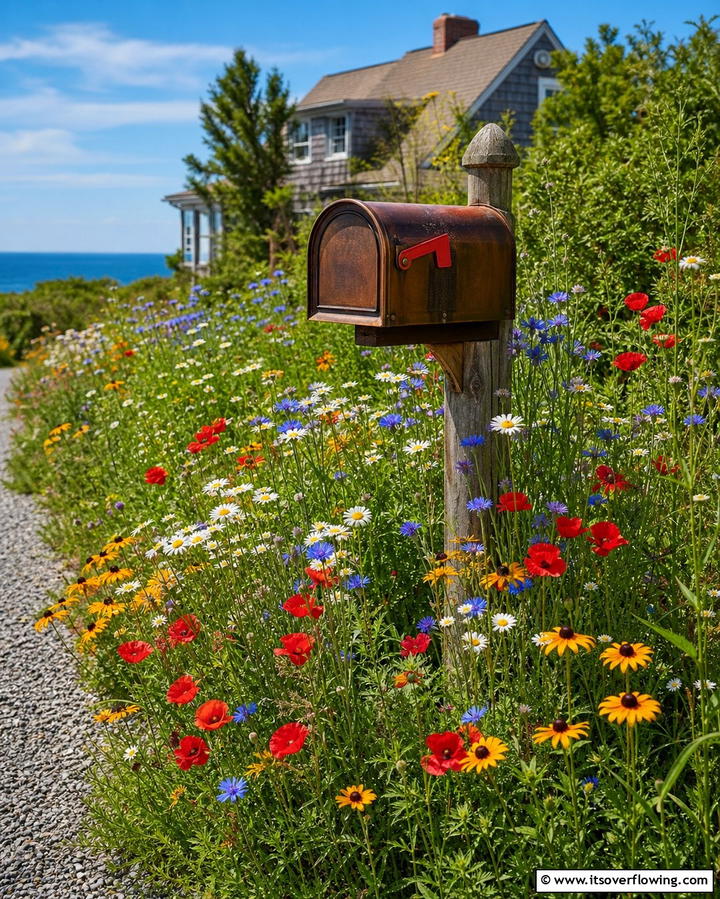 Mixed Wildflower Meadow - 30 Creative Mailbox Landscaping Ideas for Curb Appeal