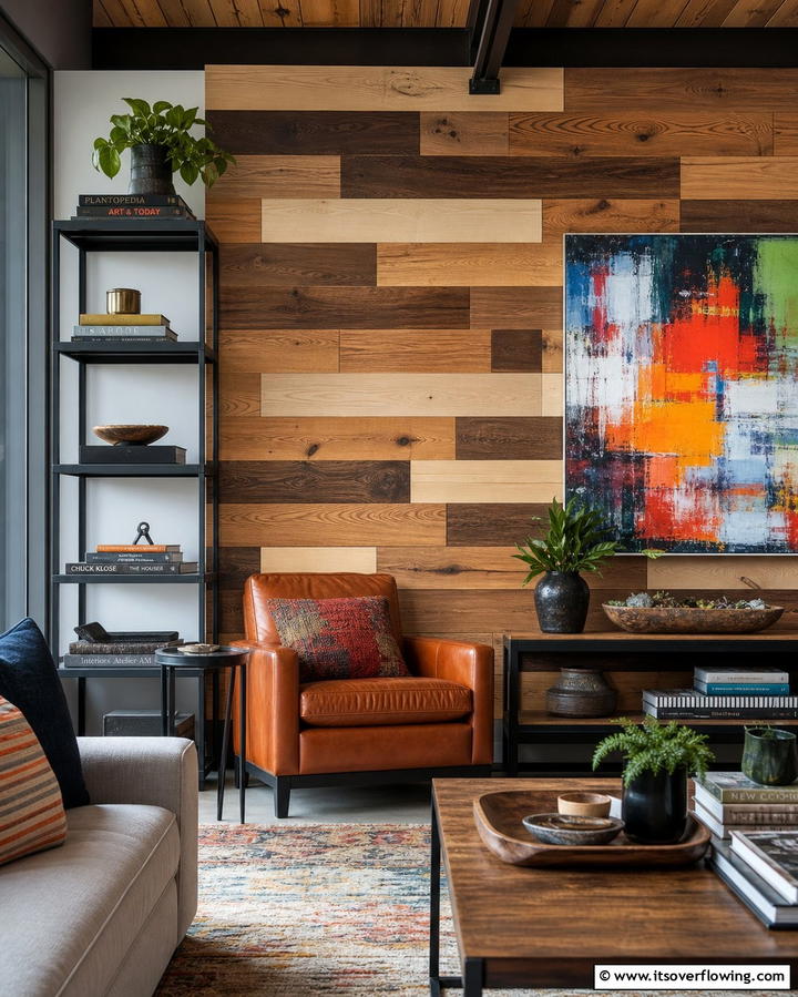 Mixed Wood Tone Accent Wall - 25 Wood Accent Wall Ideas to Elevate Your Interior