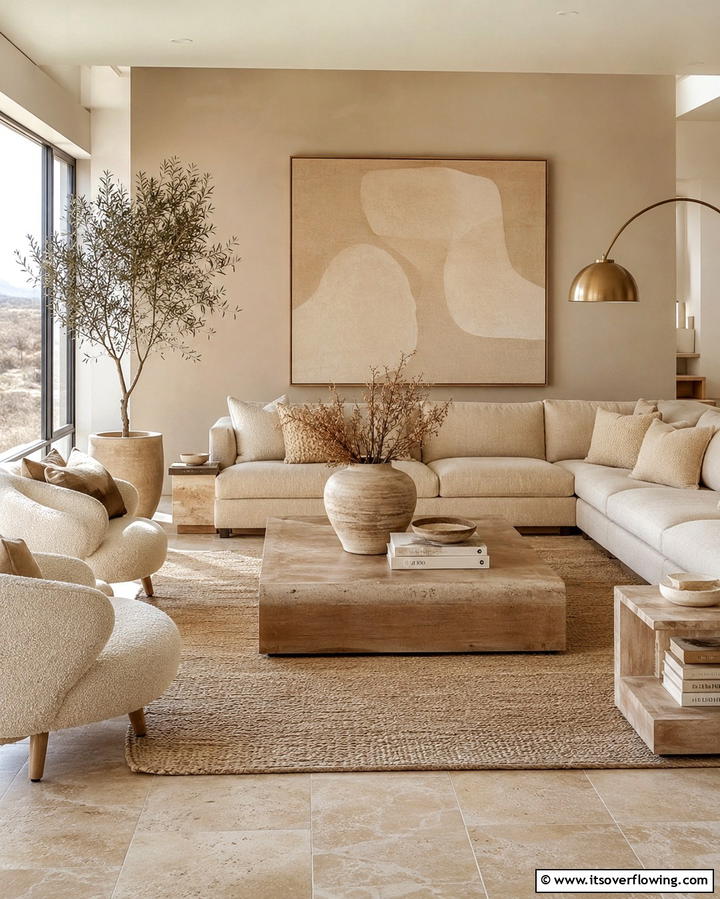 Mixing Tan with Monochromatic Decor - 25 Tan Living Room Ideas for a Serene Ambiance