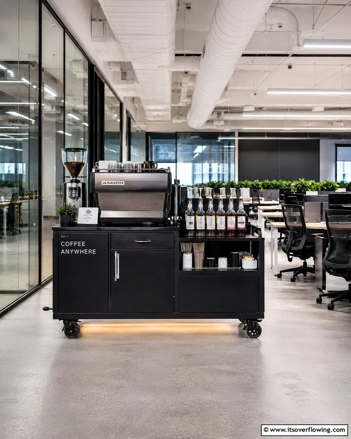 Mobile Coffee Cart - 25 Office Coffee Station Ideas to Boost Your Productivity