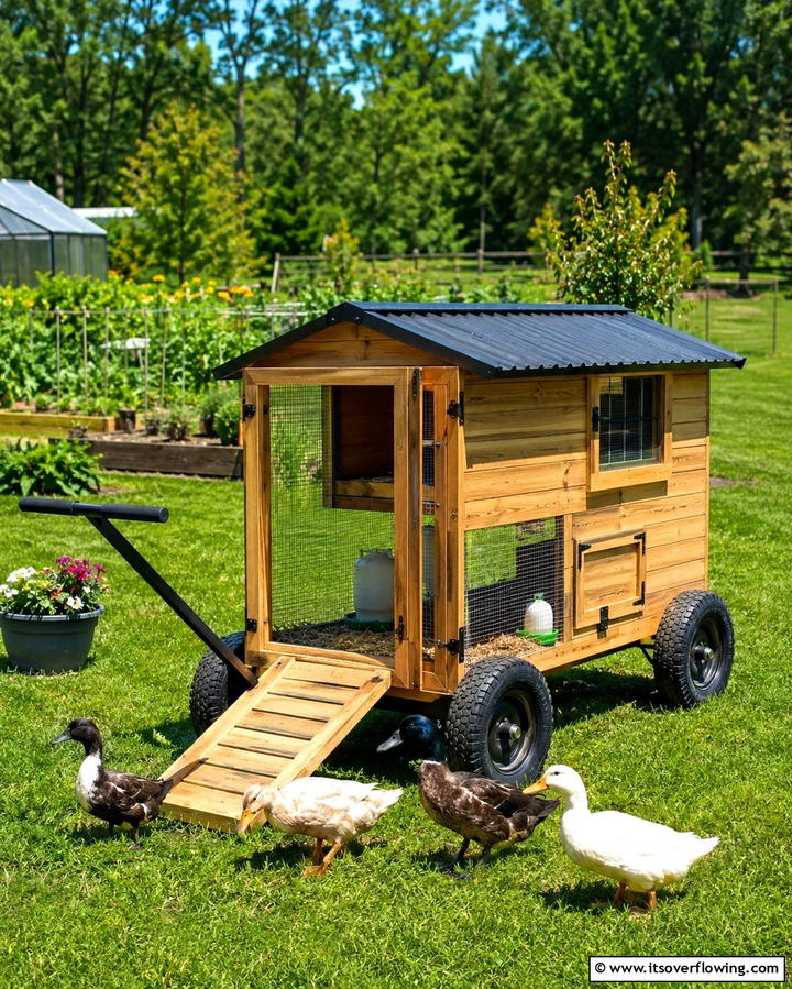 Mobile Duck Coop with Wheels - 25 Duck House Ideas for Your Backyard