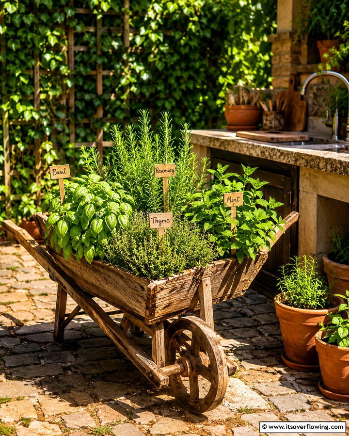 Mobile Herb GardenExact - 25 Old Wheelbarrow Ideas for Unique and Creative Garden Decor
