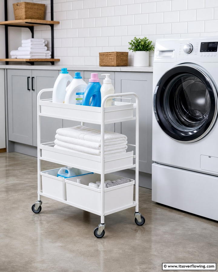 Mobile Laundry Trolleys - 21 Laundry Room Storage Ideas for Clutter-Free Efficiency