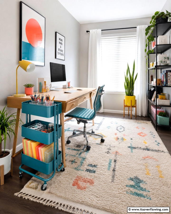 Mobile Rolling Carts - 30 Affordable Budget Home Office Ideas for Productive Workspaces