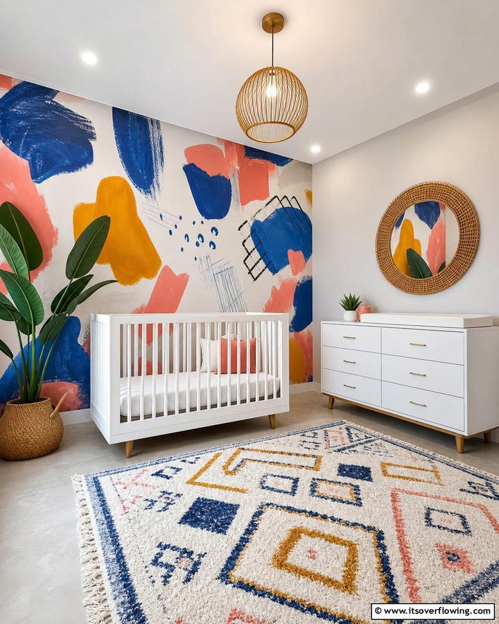 Modern Abstract Art - 30 Nursery Accent Wall Ideas for a Charming Baby Room