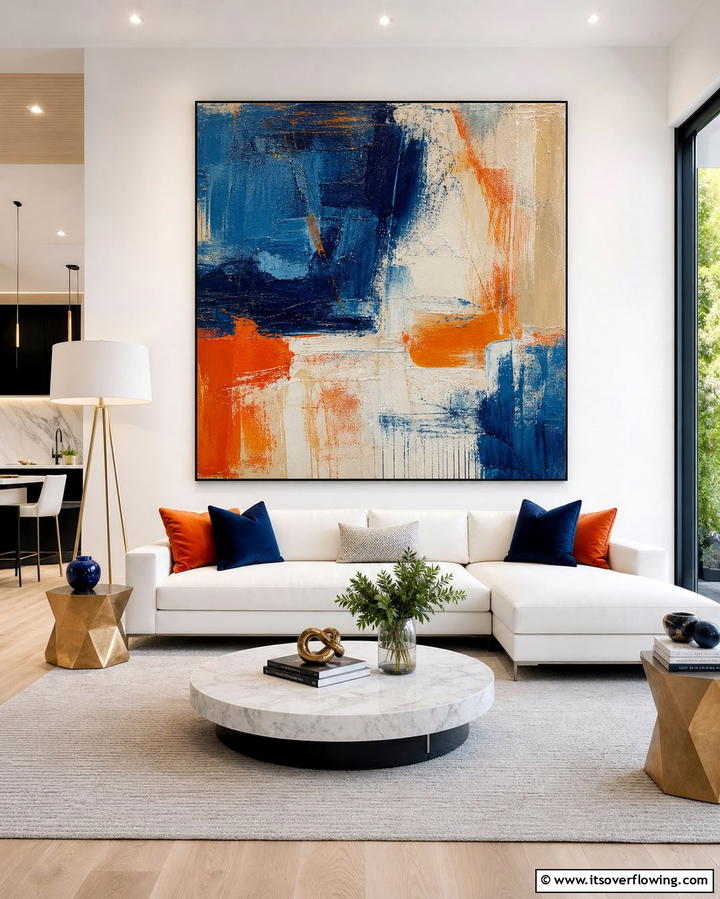 Modern Abstract Art - 30 Living Room Wall Decor Ideas to Elevate Your Space