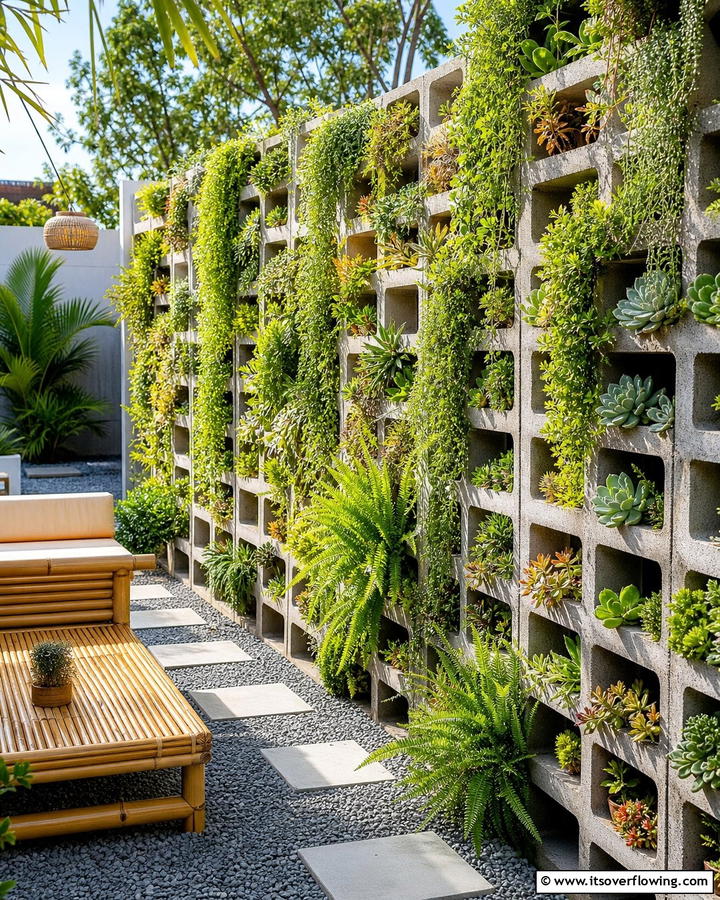 Modern Accent Wall - 30 Creative Cinder Block Fence Designs for Outdoor Spaces
