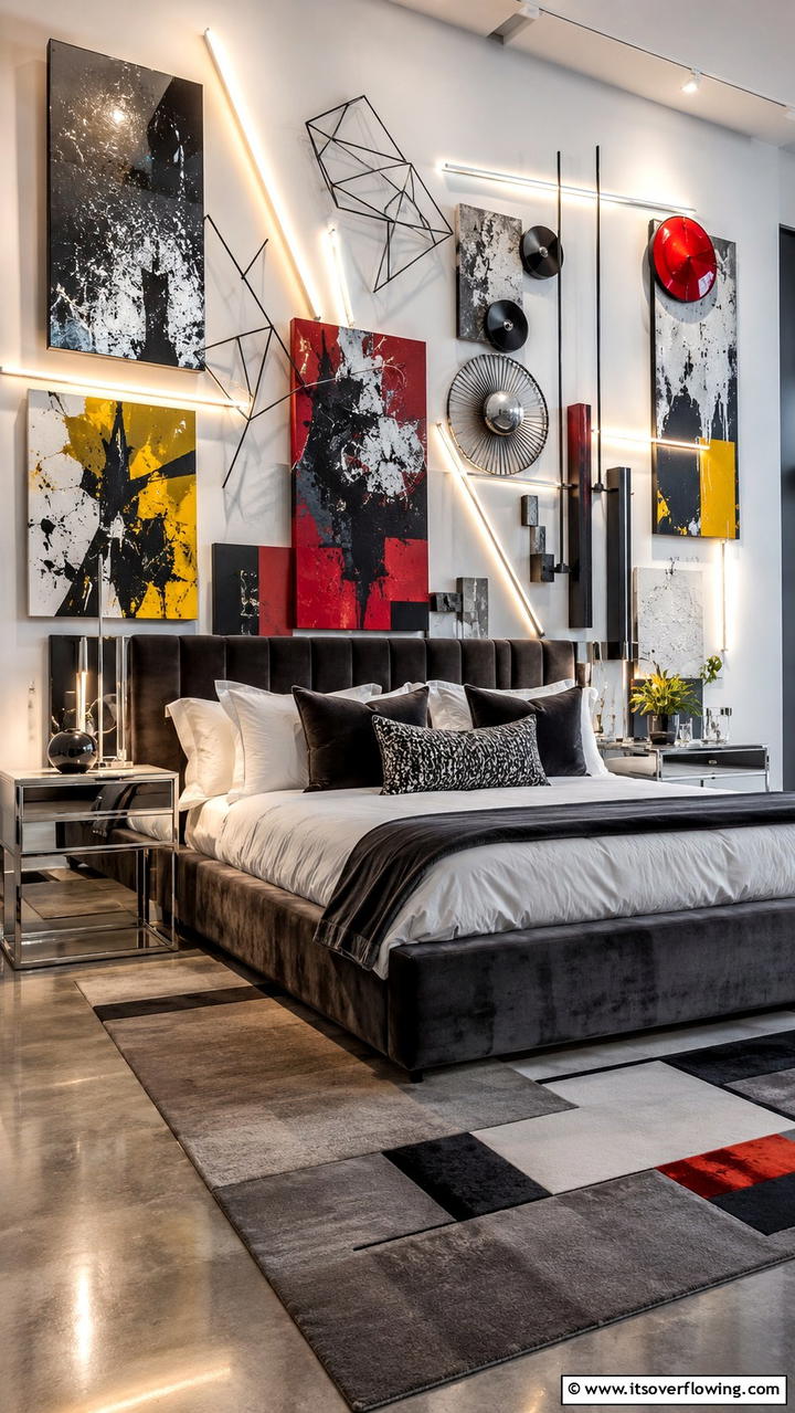 Modern Art Installations - 30 Bedroom Accent Wall Ideas to Transform Your Space