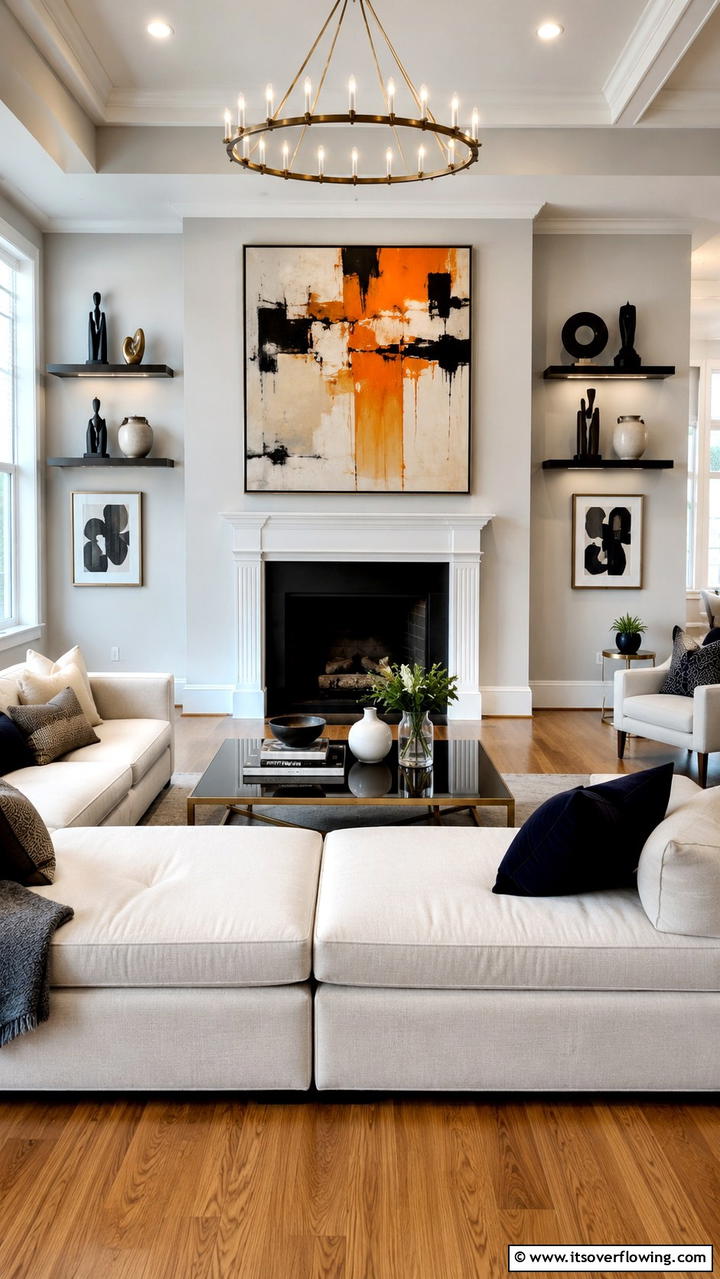 Modern Artwork Integration - 21 Transitional Living Room Design Ideas for Modern Homes