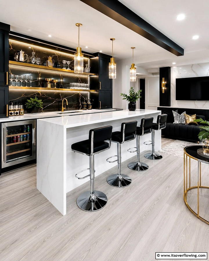 Modern Bar Setup - 25 Basement Decorating Ideas to Transform Your Space