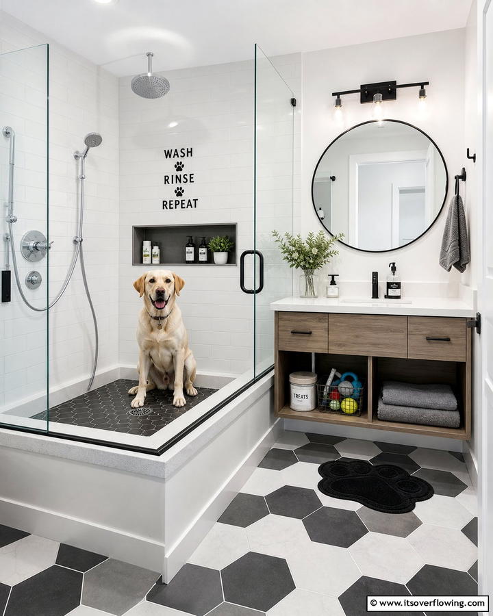 Modern Bathroom Dog Wash Area - 20 Dog Wash Station Ideas for a Clean and Happy Pet