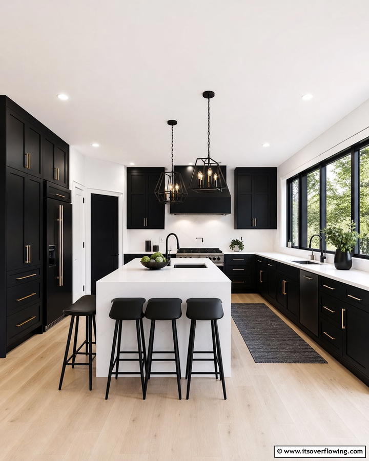 Modern Black Elements - 21 Kitchen Color Ideas to Refresh Your Cooking Space