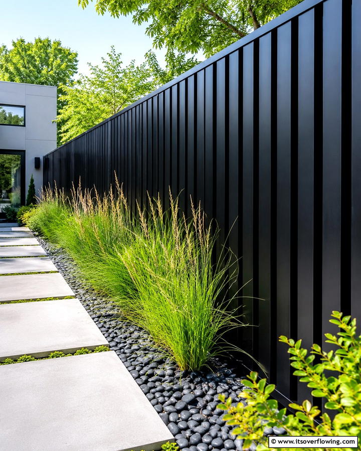 Modern Black Fence - 25 Fence Painting Ideas to Refresh Your Outdoor Space