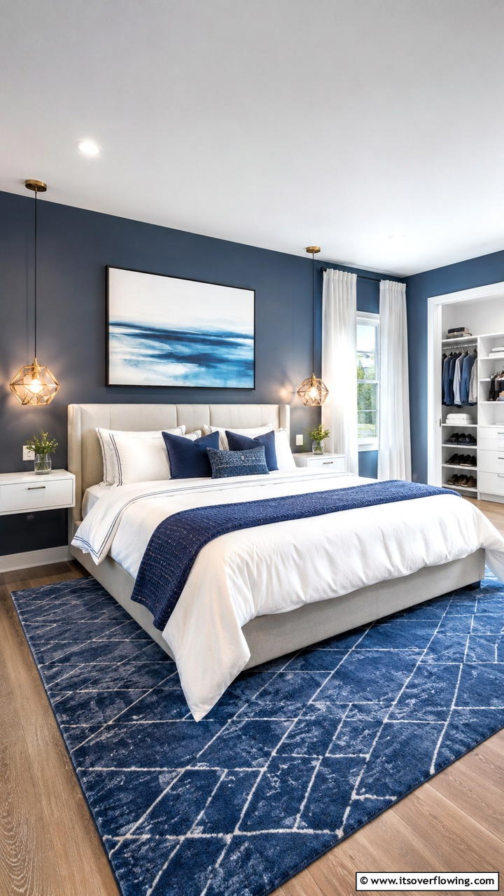 Modern Blue Bedroom Oasis - 30 Blue and White Decor Ideas for a Fresh and Serene Home Style