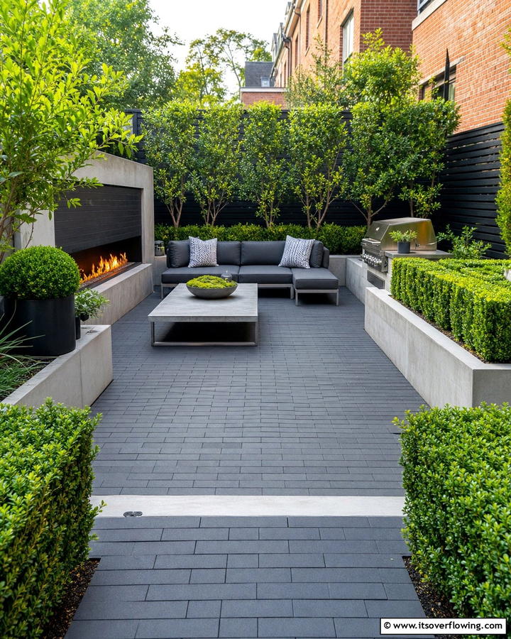 Modern Brick Patio with Sleek Edges - 25 Creative Brick Patio Ideas for Your Backyard