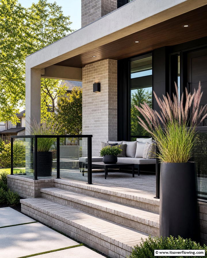 Modern Brick Porch with Clean Lines - 25 Brick Porch Ideas for a Charming Entrance