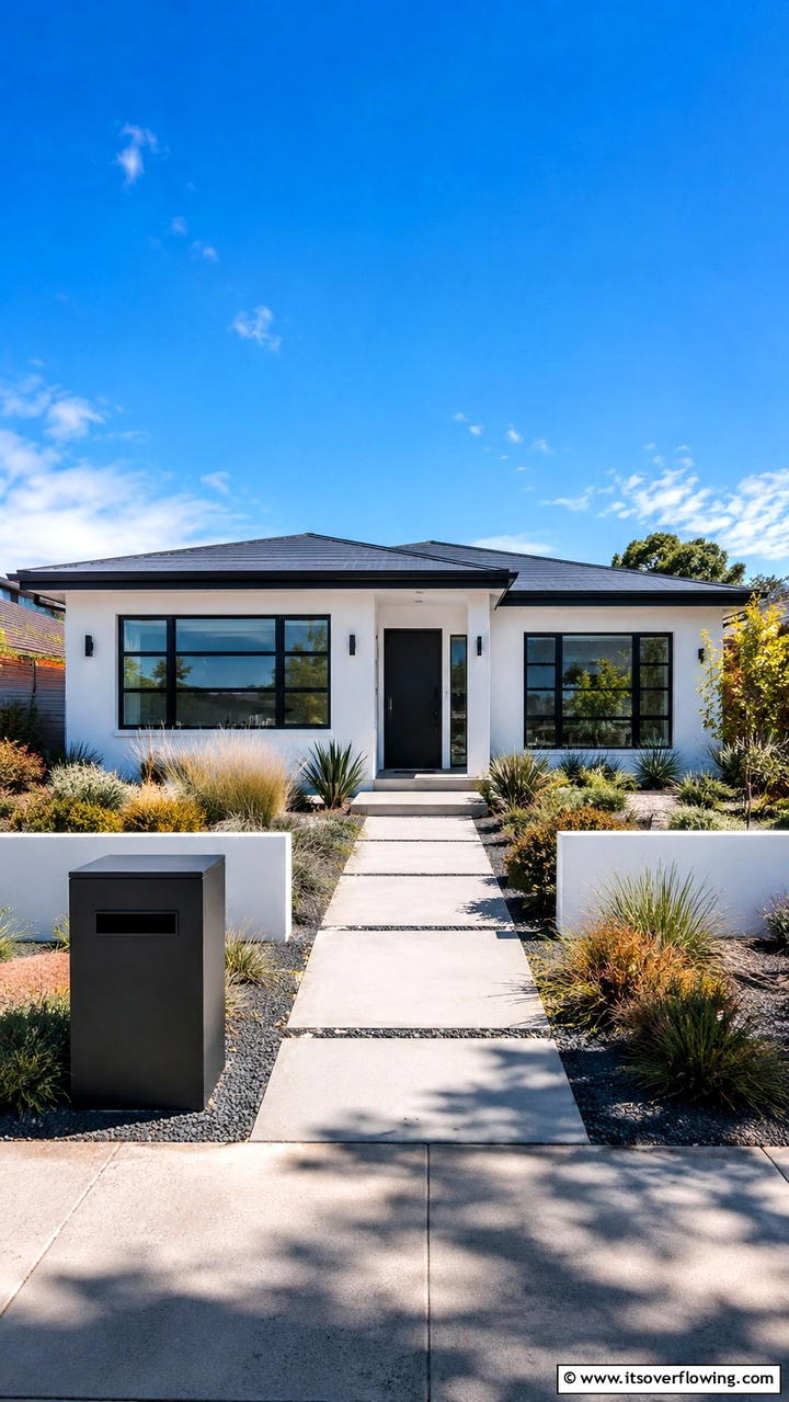 Modern Bungalow with Black Accents - 30 Modern House Designs With Black Windows Inspiration