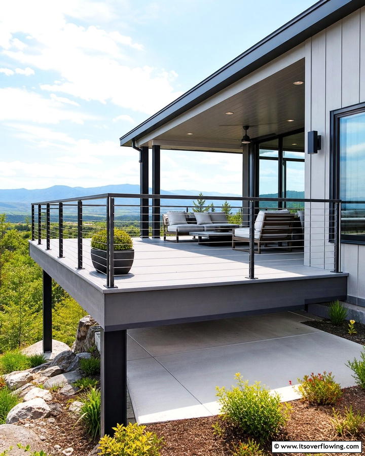Modern Cable Railing - 21 Porch Railing Designs to Elevate Your Home’s Curb Appeal