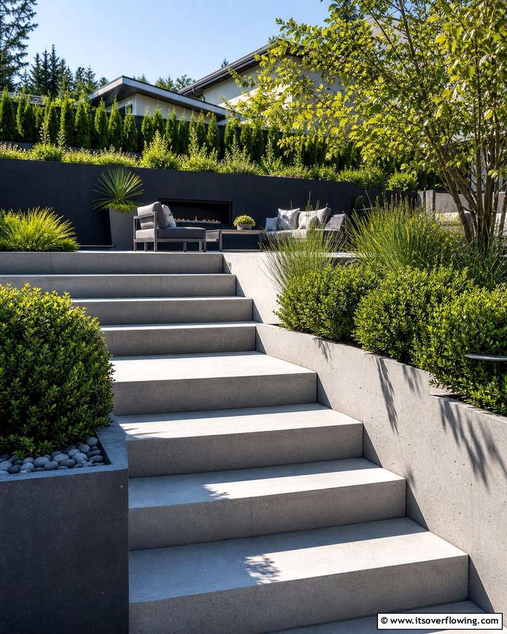 Modern Concrete Steps - 25 Patio Steps Ideas to Enhance Your Outdoor Space