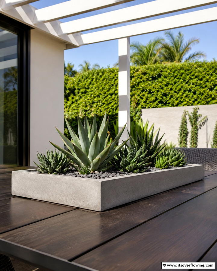 Modern Concrete Succulent Tray - 30 Outdoor Succulent Container Ideas for Easy Gardening