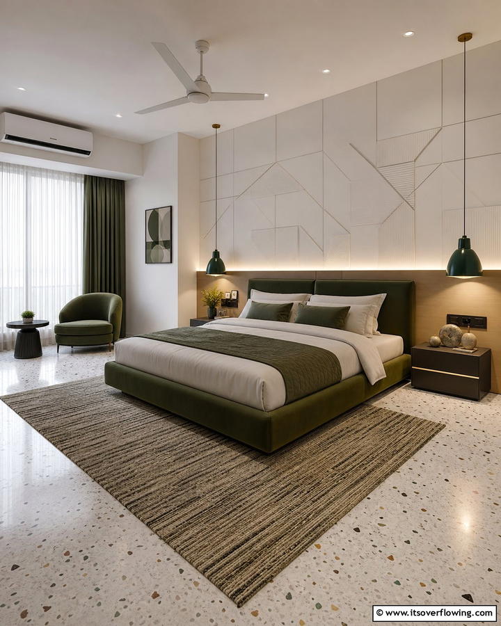 Modern Dark Green Lighting - 21 Dark Green Bedroom Ideas- Moody & Luxurious Spaces