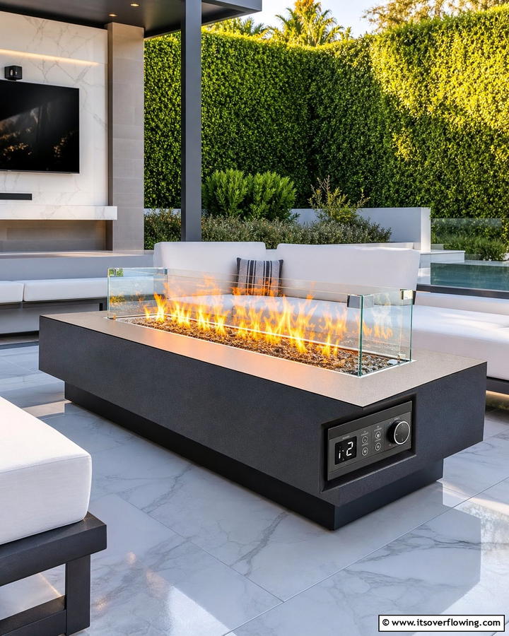 Modern Dual Fuel System - 21 Fire Pit Ideas for Outdoor Gatherings and Cozy Nights