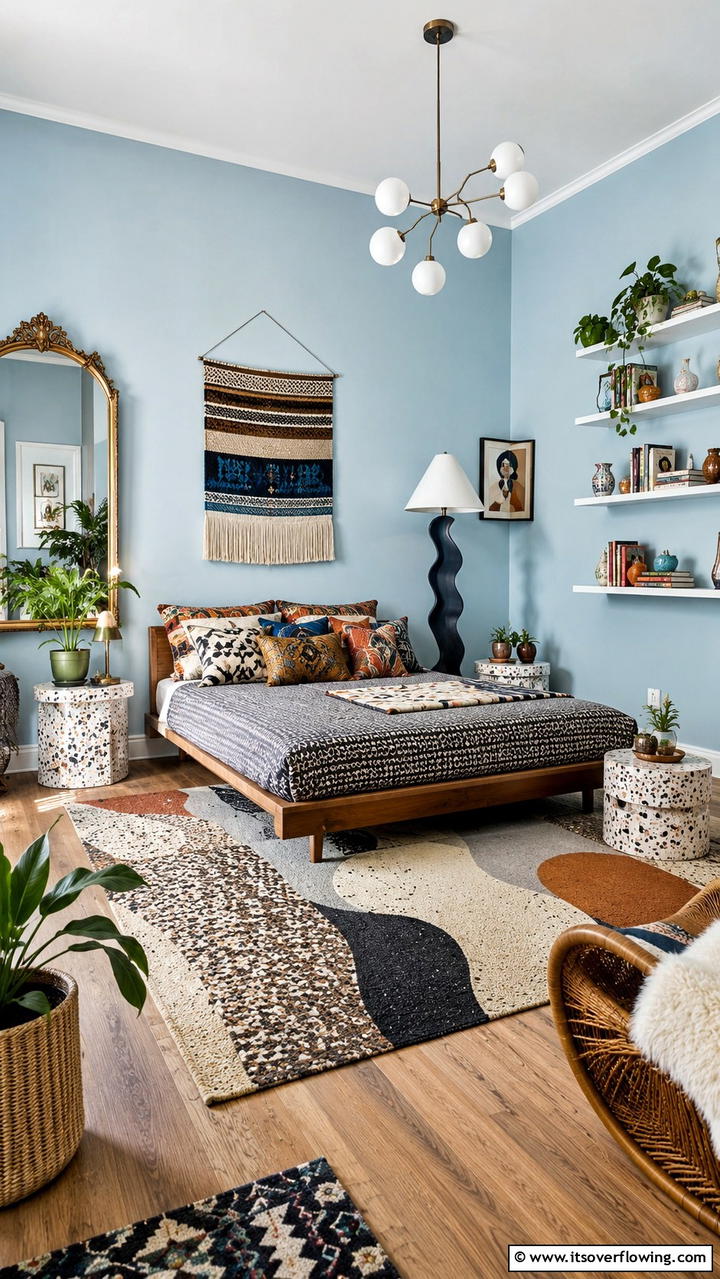 Modern Eclectic Fusion - 30 Duck Egg Blue Bedroom Ideas for Serene Spaces