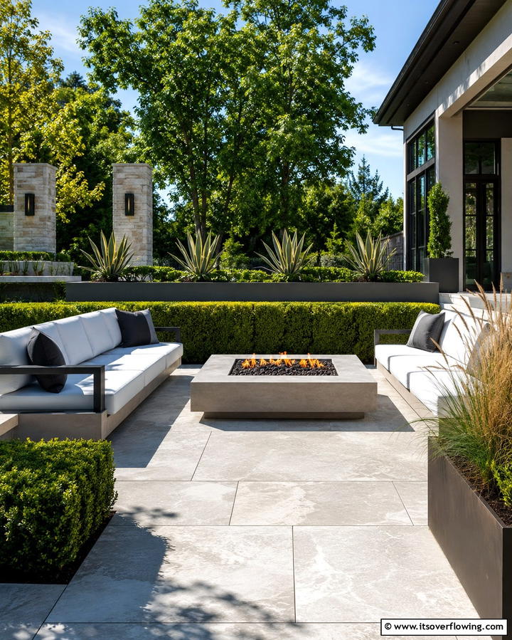 Modern Elegance with Sleek Stones - 20 Stone Patio With a Fire Pit Ideas for Cozy Nights