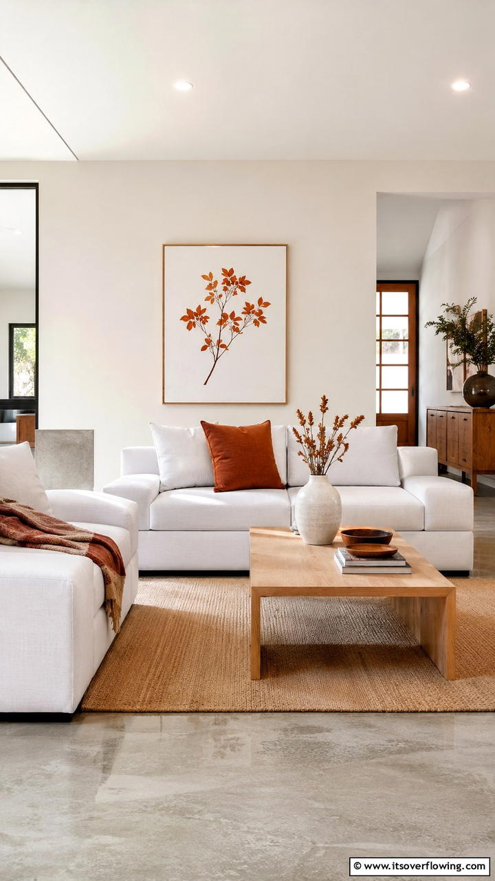 Modern Fall Minimalism - 30 Cozy Fall Living Room Ideas to Embrace Autumn Vibes