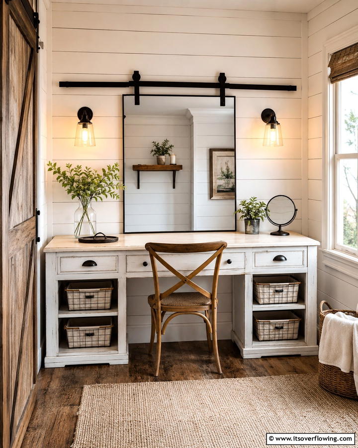 Modern Farmhouse Vanity Design - 30 Bedroom Vanity Ideas for Chic and Functional Dressing Areas