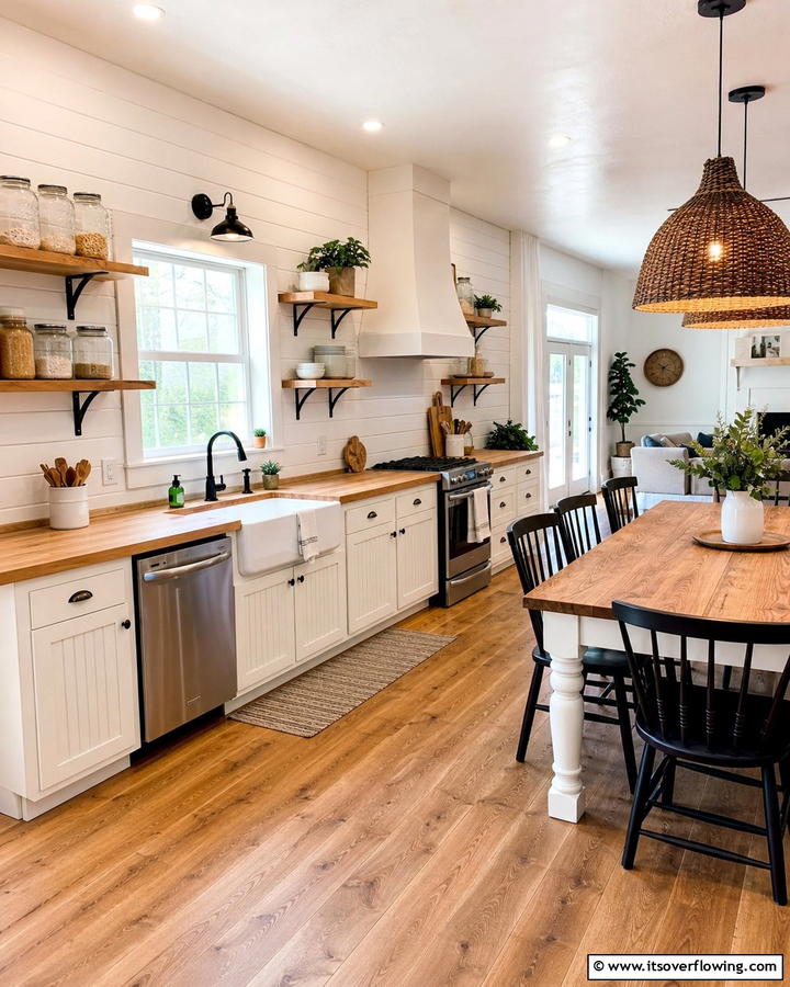 Modern Farmhouse Vibe - 30 Kitchens Without Upper Cabinets for Open Concepts