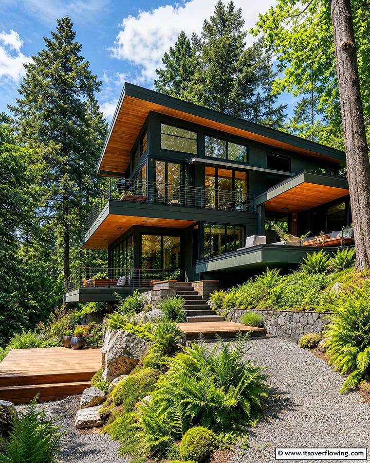 Modern Forest Blend - 21 Dark Green Exterior Paint Color Schemes for Modern Homes