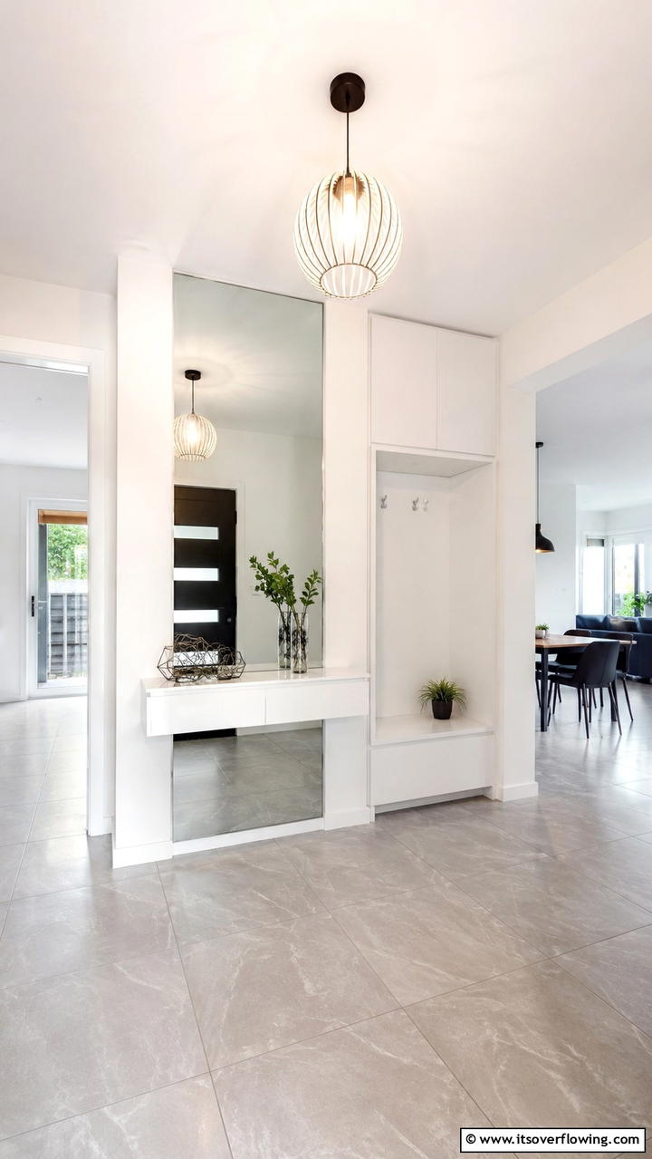 Modern Foyer Entrance - 30 Grey and White House Interior Ideas- Minimalist Elegance