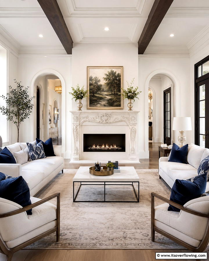 Modern French Fusion - 30 French Country Fireplace Ideas- Rustic Charm