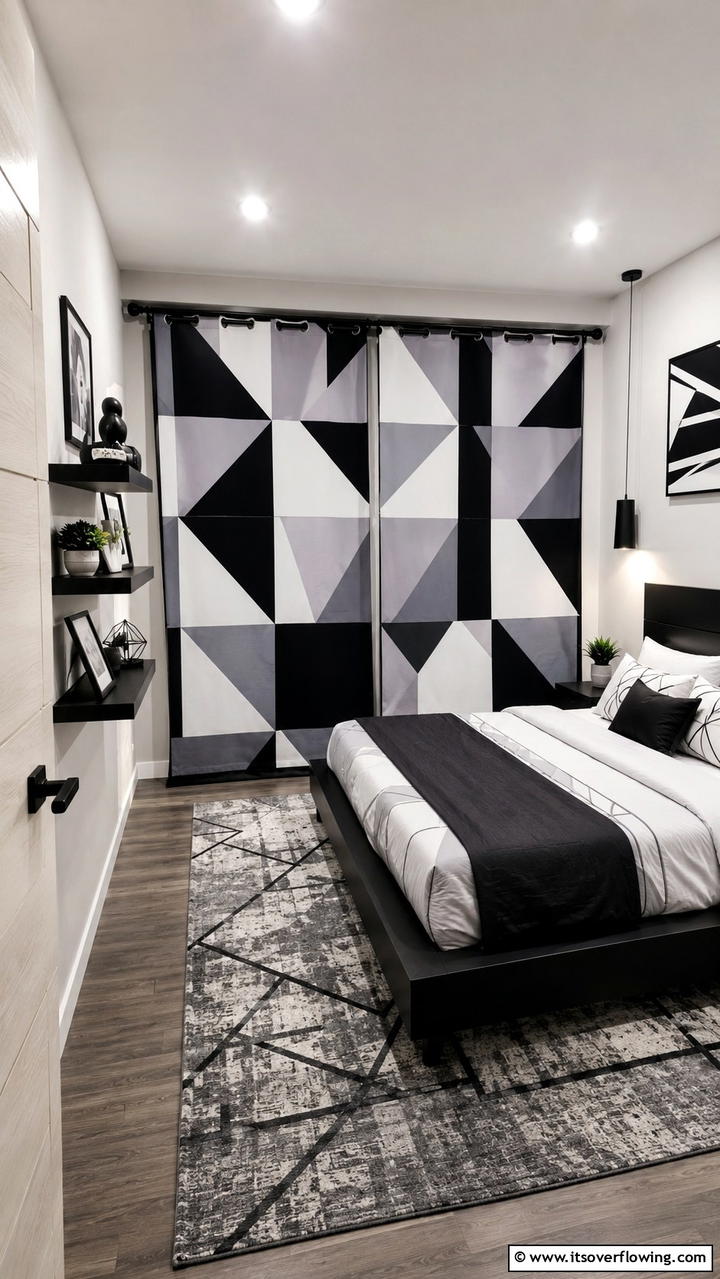 Modern Geometric Design - 30 Closet Curtain Ideas for Stylish and Practical Storage
