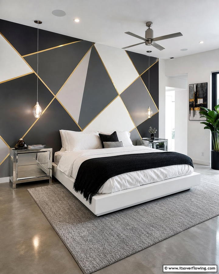 Modern Geometric Elegance - 21 Stunning Bedroom Wallpaper Ideas to Elevate Your Sanctuary