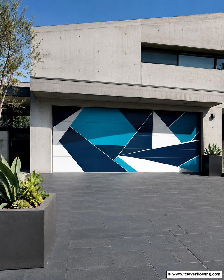 Modern Geometric Expression - 30 Garage Door Mural Ideas for Creative Curb Appeal