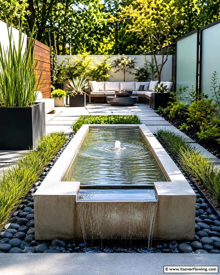Modern Geometric Fountain - 25 Backyard Fountain Ideas for a Serene Outdoor Space