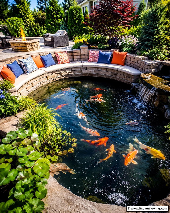 Modern Geometric Koi Ponds - 25 Koi Pond Ideas to Enhance Your Outdoor Space