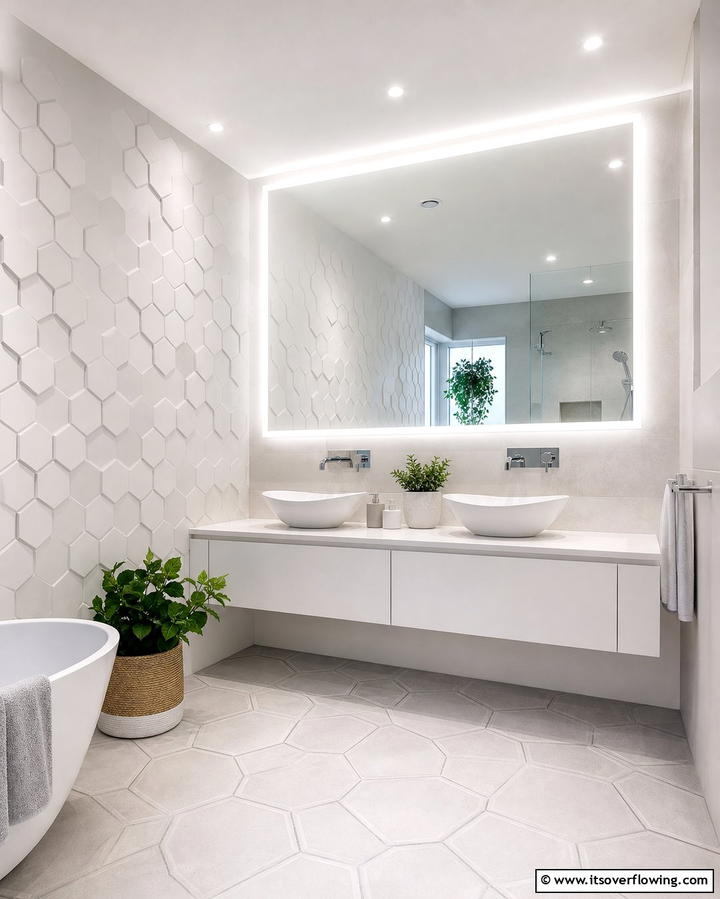 Modern Geometric Panels - 25 Bathroom Wall Paneling Ideas for a Luxurious Look
