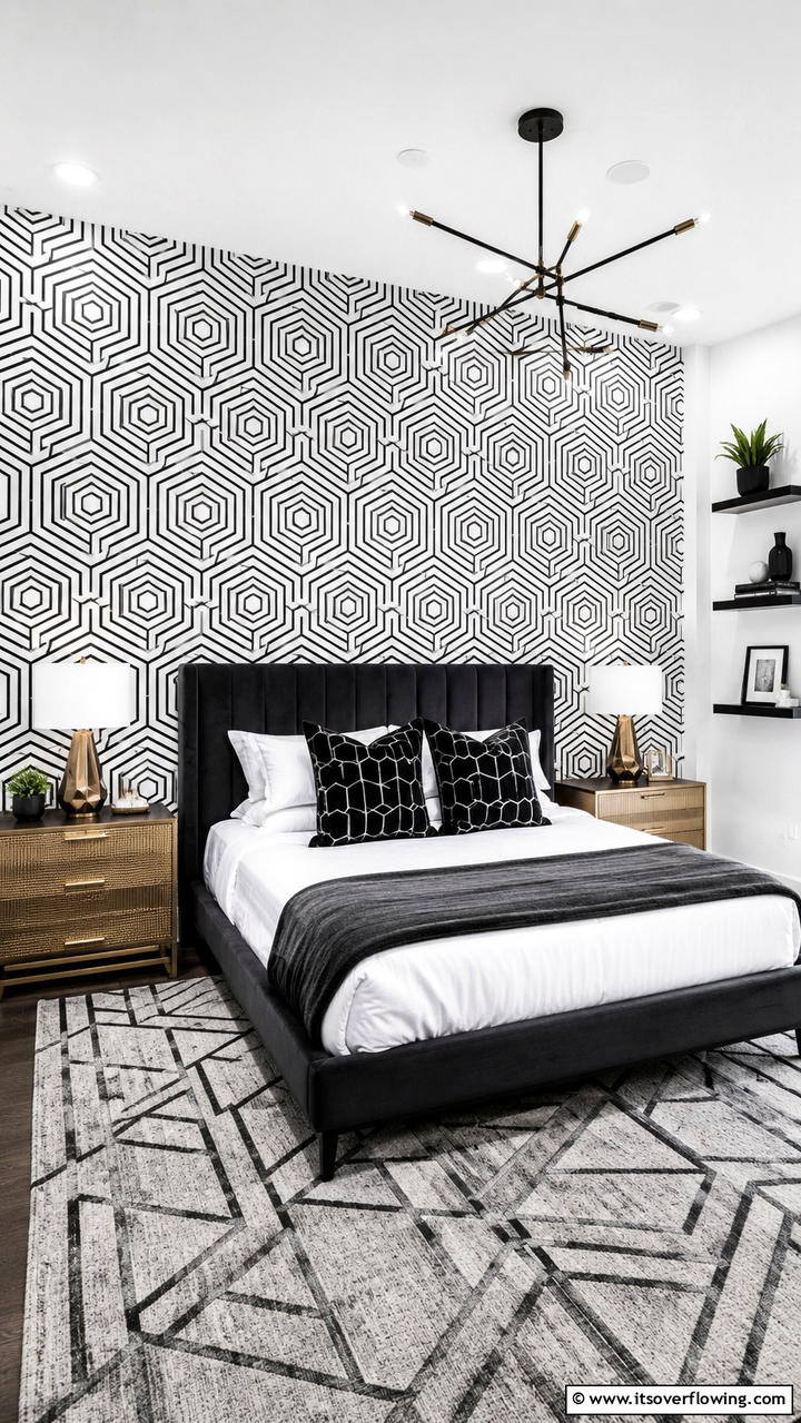 Modern Geometric Patterns - 30 Bedroom Accent Wall Ideas to Transform Your Space